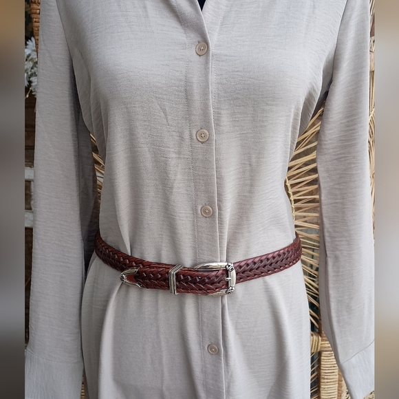 Fossil Accessories - Vintage Fossil Elegant Brown Braided Leather Belt_med